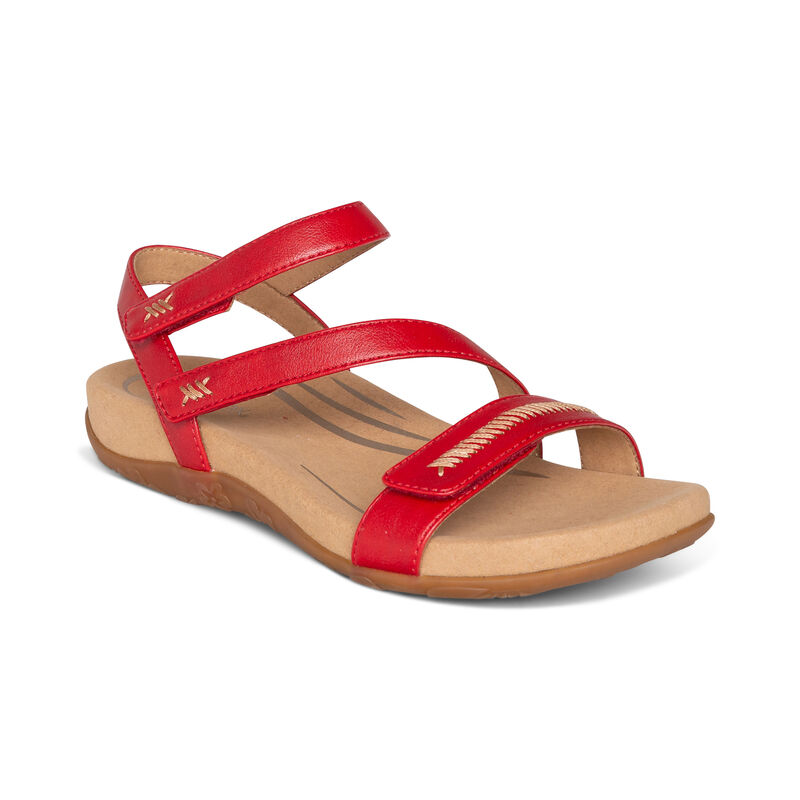 Aetrex Womens Gabby Adjustable Sandals Red - D95GfA142